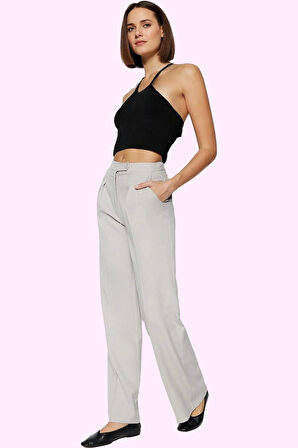 Kadın Regular Pantolon Finike Dokuma Kumaş Casual Stil Rahat Kesim Yaz Aylarının Vazgeçilmezi