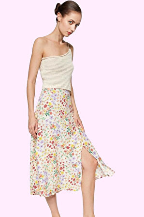 Kadın Viskoz Midi Boy A line Etek Casual Günlük Yaz Kullanımı İçin Yüksek Bel Modern Tasarım