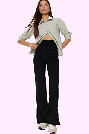 Kadın Flare Pantolon İspanyol Paça Yüksek Bel Günlük Şıklık Hafta Sonu Yaz Aylarının Vazgeçilmezi