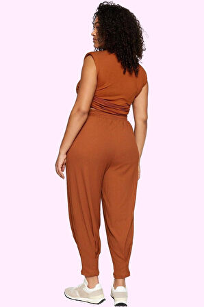 Kadın Büyük Beden Örme Pantolon Yüksek Bel Havuç Kalıp Regular Boy Yaz Aylarının Vazgeçilmezi