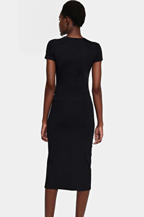 Rahat ve Şık Pamuklu Bodycon Midi Elbise Nefes Alan Kumaş Yazlık Konforlu Kesim