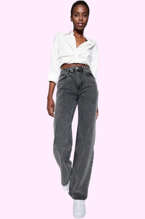 Kadın Pamuk Denim Wide Leg Jean Yüksek Bel Rahat Günlük Stil Hafta Sonu Yaz Aylarının Vazgeçilmezi