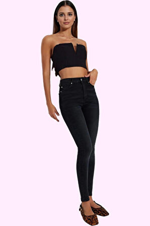 Kadın Skinny Jean Pamuk İncelten Etki Yüksek Bel Regular Boy Günlük Kullanım Modern Tasarım