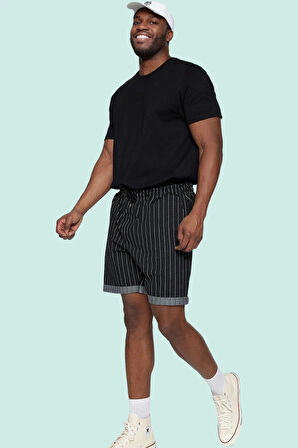 Erkek Yazlık Şort Çizgili Rahat Boru Paça Pamuk Günlük Kullanım Yaz Aylarının Vazgeçilmezi