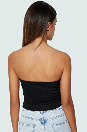 Viskoz Crop Bluz Parlak Taş Detaylı Tek Omuzlu Yazlık Dayanıklı Malzeme Mükemmel Uyum