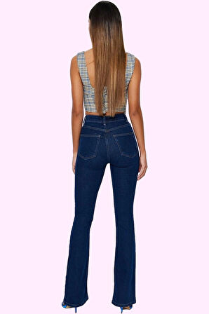 Kadın Denim Flare Jean Pamuk Yüksek Bel Günlük Kaliteli Malzeme Yaz Aylarının Vazgeçilmezi