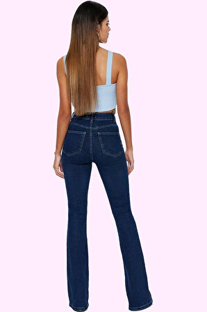 Kadın Denim Flare Jean Yüksek Bel Konforlu Günlük Stil Hafta Sonu Yaz Aylarının Vazgeçilmezi