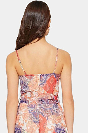 A line Maxi Elbise Şifon Kumaş Etnik Desen Kolsuz Kuşaklı Günlük Kullanım İçin