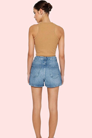 Kadın Pamuklu Denim Şort City Short Kalıp Mom Siluet Rahat Günlük Yaz Stilin Buluştuğu Yer
