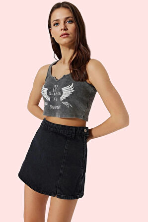 Kadın Pamuklu Denim Şort Etek Düz Desen Geniş Paça Rahat Yazlık Yaz Aylarının Vazgeçilmezi