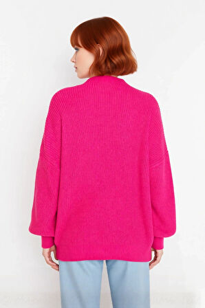 Kadın Oversize Basic Uzun Balon Kol Selanik Dokuma Triko Kazak 100% Akrilik Soğuk Havalar Kaliteli