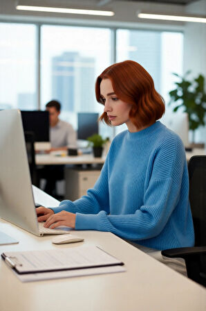 Kadın Oversize Basic Uzun Balon Kol Selanik Dokuma Triko Kazak 100% Akrilik Soğuk Havalar Kaliteli