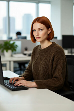 Kadın Kalın Saç Örgülü Oversize Triko Kazak Soğuk Havalar İçin Şık Bisiklet Yaka Standart Kol