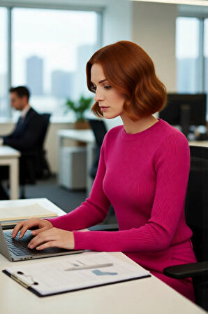 Kadın Fitted Uzun Kol Bisiklet Yaka Triko Kazak Fitilli Düz Desen Akrilik Günlük Şıklık Kaliteli