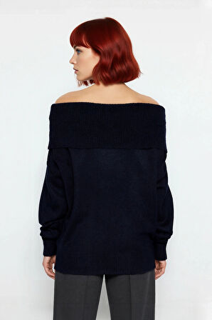 Kadın Regular Kalıp Omuz Dekolteli Düz Desen Triko Kazak Soğuk Havalar İçin Şık Seçim Kaliteli