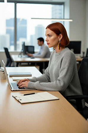 Kadın Basic Oversize Bisiklet Yaka Uzun Kol Triko Kazak Günlük Konforlu Şık Kışlık Giyim Kaliteli