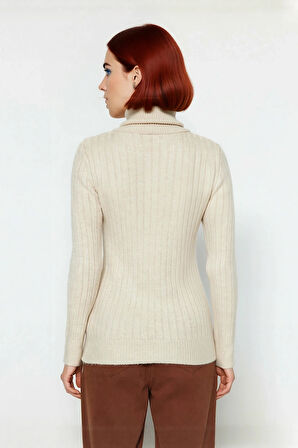 Kadın Kışlık Balıkçı Yaka Triko Kazak Fitted Kalıp Basic Koleksiyon Gün Boyu Konforlu Şıklık