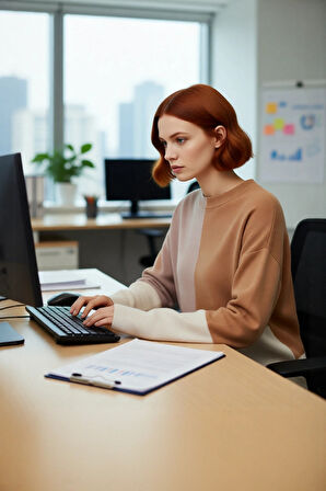 Kadınlar İçin Dik Yaka Relaxed Kesim Renk Bloklu Akrilik Triko Kazak Günlük Kullanım Kaliteli