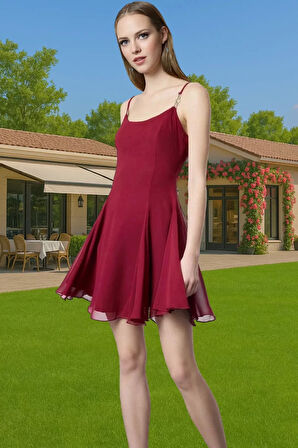 Astarlı Şık Mini Abiye Elbise Polyester Elastan Dokuma Kumaş Profesyonel Görünüm Özel Tasarım