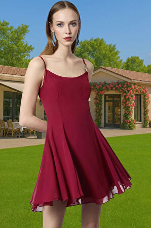 Astarlı Şık Mini Abiye Elbise Polyester Elastan Dokuma Kumaş Profesyonel Görünüm Özel Tasarım