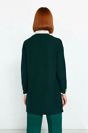 Kadın Casual Ortam Regular Kalıp Bisiklet Yaka Düz Desen Uzun Kol Triko Tunik Kazak Stili Kaliteli