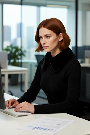 Kadınlara Özel Fitted Kesim Kürklü Yaka Triko Kazak Standart Kol Kışlık Şık Ve Modern Görünüm Sunan