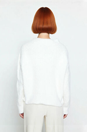 Soğuk Kış Günleri İçin Kadın Oversize Basic Dik Yaka Uzun Kollu Triko Kazak Stili Kaliteli