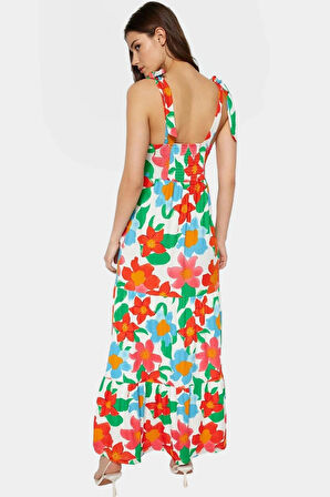 Çiçekli Desenli Rahat Örme Maxi Elbise Günlük Şıklık İçin Özenle Seçilmiş Uzun Ömürlü