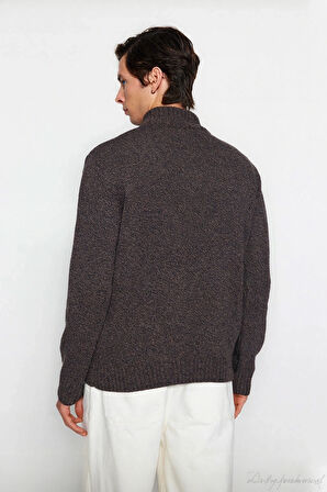 Erkek Modern Düğmeli Dik Yaka Fitted Kalıp Triko Kazak Soğuk Kış Günleri İçin İdeal Şık Seçim