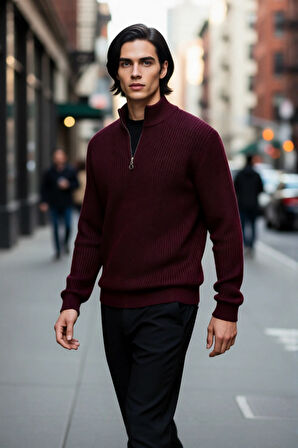 Erkek Casual Regular Kesim Uzun Kollu Triko Kazak Soğuk Günler İçin Konforlu ve Şık Bir Tarz.