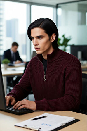 Erkek Casual Regular Kesim Uzun Kollu Triko Kazak Soğuk Günler İçin Konforlu ve Şık Bir Tarz.