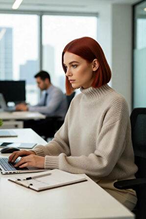 Kadın Oversize Dik Yaka Triko Kazak Soğuk Günlerde Konforlu ve Rahat Bir Görünüm Sunar Kaliteli