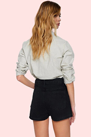 Kadın Denim Şort Pamuk Yüksek Bel Mom Kesim Günlük Stil Hafta Sonu Yaz Aylarının Vazgeçilmezi