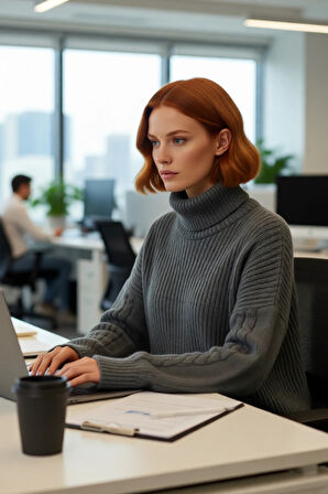 Kadın Kışlık Oversize Balıkçı Yaka Triko Kazak Soğuk Havalara Özel Rahat Düşük Kol Tasarım