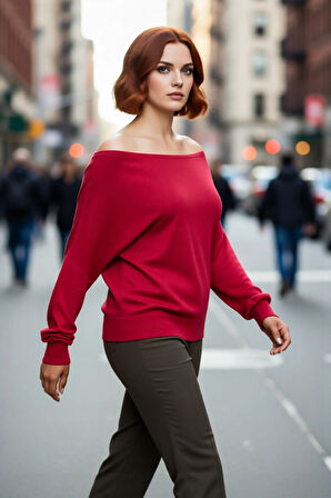 Kadın Regular Kalıp Uzun Kollu Düz Triko Kazak İlkbahar Sonbahar Günlerine Rahatlık Katar Kaliteli