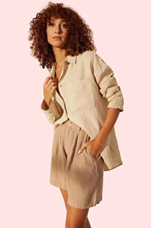 Kadın Keten Uzun Kollu Gömlek Şıklık Ve Rahatlık Bir Arada Yaz Günlük Kullanım Özel Günler