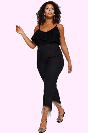 Kadın Straight Pantolon Boru Paça Düz Desen Finike Dokuma Tüm Sezonlar İçin Günlük Kullanım