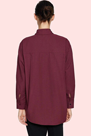 Kadın Pamuklu Dokuma Gömlek; Gömlek Yaka Düğmeli Uzun Kol Cepsiz Casual Yaz Aylarının Vazgeçilmezi