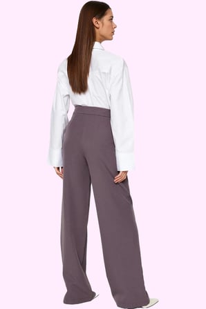 Kadın Regular Yüksek Bel Geniş Paça Pantolon Düz Desen Casual Kış Yaz Aylarının Vazgeçilmezi