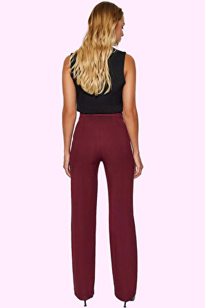 Kadın Straight Düz Kesim Uzun Pantolon; Yüksek Bel Dokuma Kumaş Günlük Yaz Aylarının Vazgeçilmezi