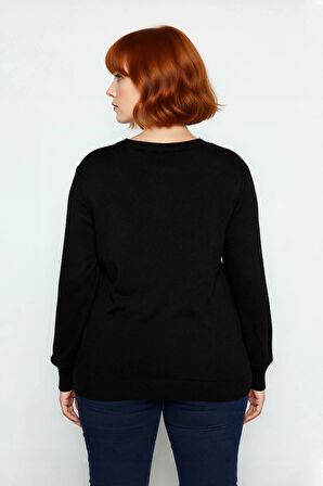 Kadın Triko Kazak V Yaka Kesik Detaylı Standart Kol Regular Kalıp Basic Günlük Giyim İçin İdeal