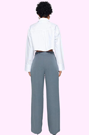 Kadın Yüksek Bel Wide Leg Pantolon Casual Dokuma Kumaş Günlük Hafta Sonu Dayanıklı Malzeme