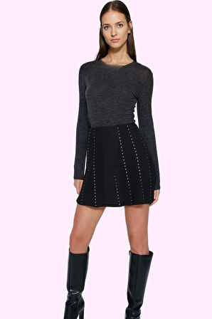 Kadın Taş Detaylı A Line Mini Etek Yaz Mevsimi İçin Şık Kombinler Günlük Kullanım Hafta Sonu