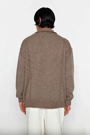 Erkek Polo Yaka Oversize Geniş Kalıp Triko Kazak Konforlu ve Şık Kışlık Giyim Seçeneği Kaliteli