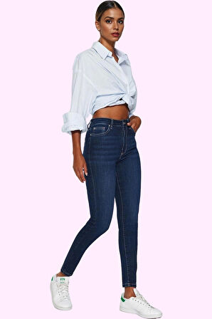 Kadın Skinny Jean Yüksek Bel İncelten Etki Stretch Dokuma Günlük Yaz Aylarının Vazgeçilmezi