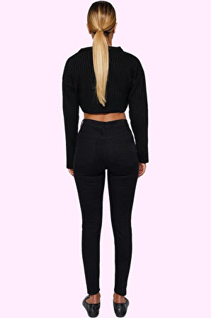 Kadın Skinny Jean Yüksek Bel Düğmeli Stretch Günlük Ve İş Hayatında Şıklık Kaliteli Malzeme