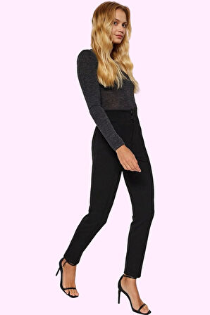 Kadın Slim Fit Pantolon Yüksek Bel Nervürlü İş Ve Günlük Kullanım Yaz Aylarının Vazgeçilmezi