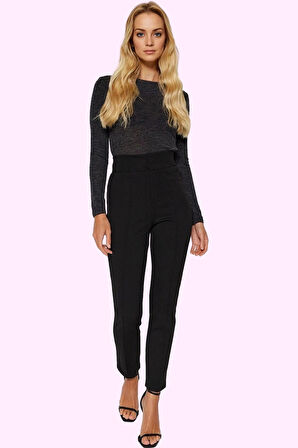 Kadın Slim Fit Pantolon Yüksek Bel Nervürlü İş Ve Günlük Kullanım Yaz Aylarının Vazgeçilmezi