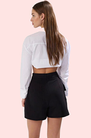 Kadın Şort Etek Yüksek Bel Geniş Paça Kısa Boy Dokuma Finike Günlük Kullanım Modern Tasarım