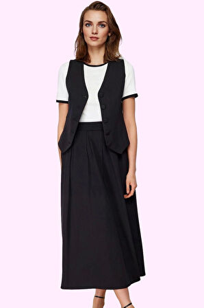 Kadın Kemerli Maxi Etek Polyester Elastan Finike Dokuma Casual Stil Yaz Aylarının Vazgeçilmezi